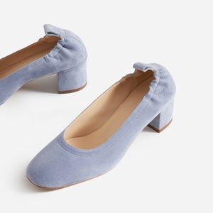 Everlane Day Heels in Blue Suede